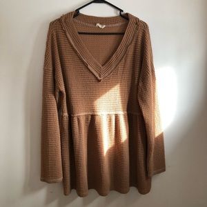 Vici Collection Waffle Knit babydoll top/tunic